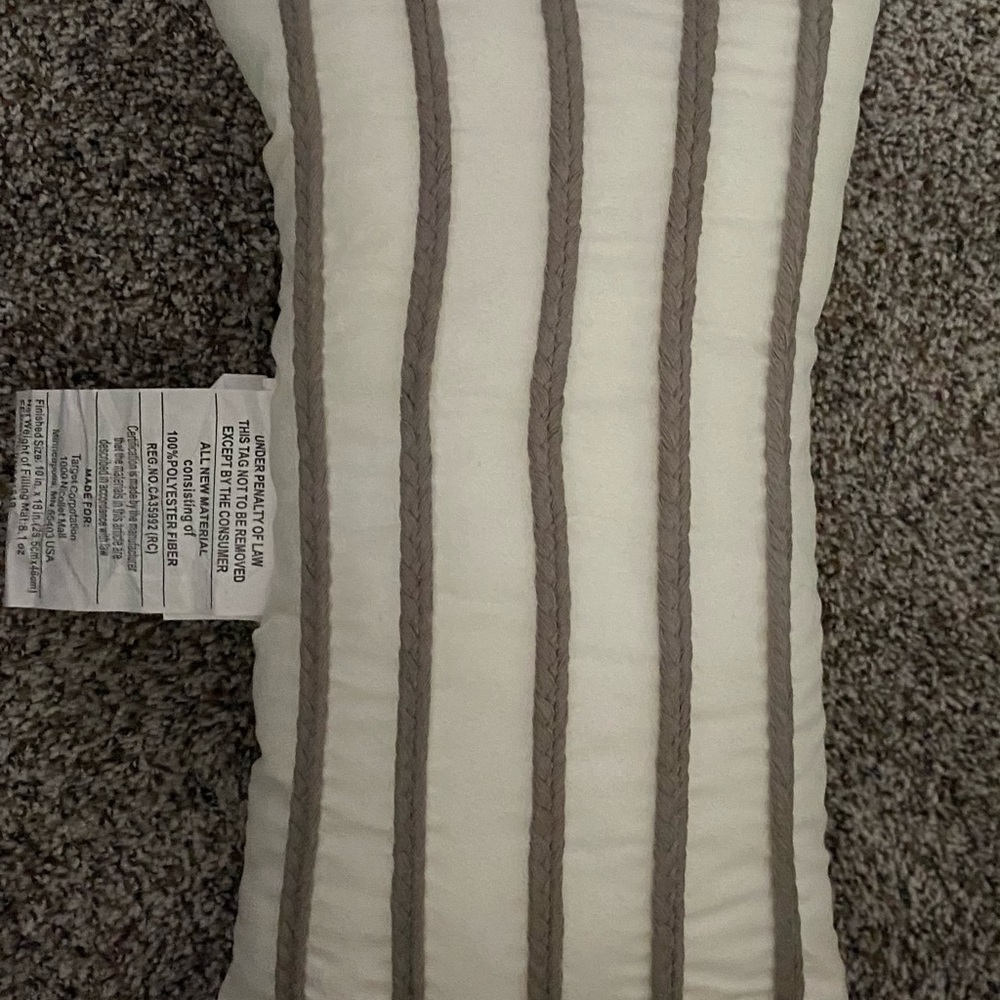 White Throw Pillow with Gray Stripes